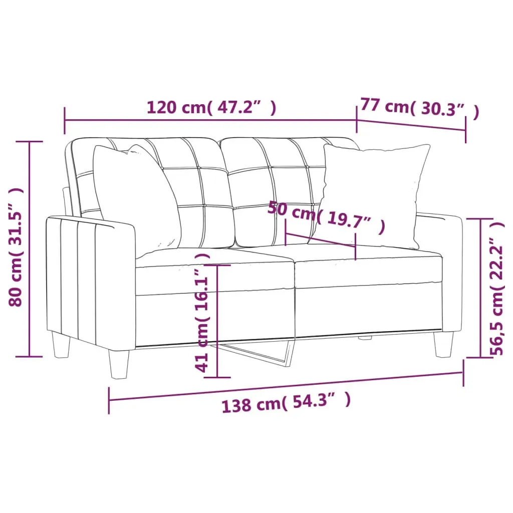 2-Seater Sofa with Throw Pillows Cappuccino 120 cm Faux Leather Price