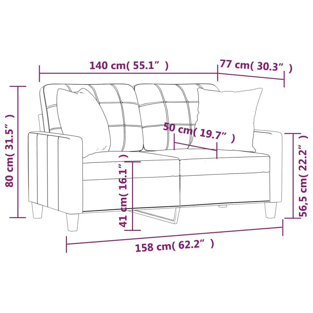 2-Seater Sofa with Throw Pillows Cappuccino 140 cm Faux Leather Price