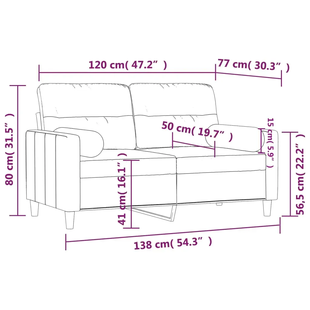 2-Seater Sofa with Throw Pillows Light Grey 120 cm Fabric Price