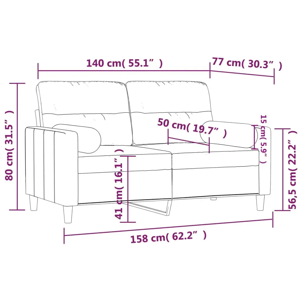 2-Seater Sofa with Throw Pillows Light Grey 140 cm Fabric Price