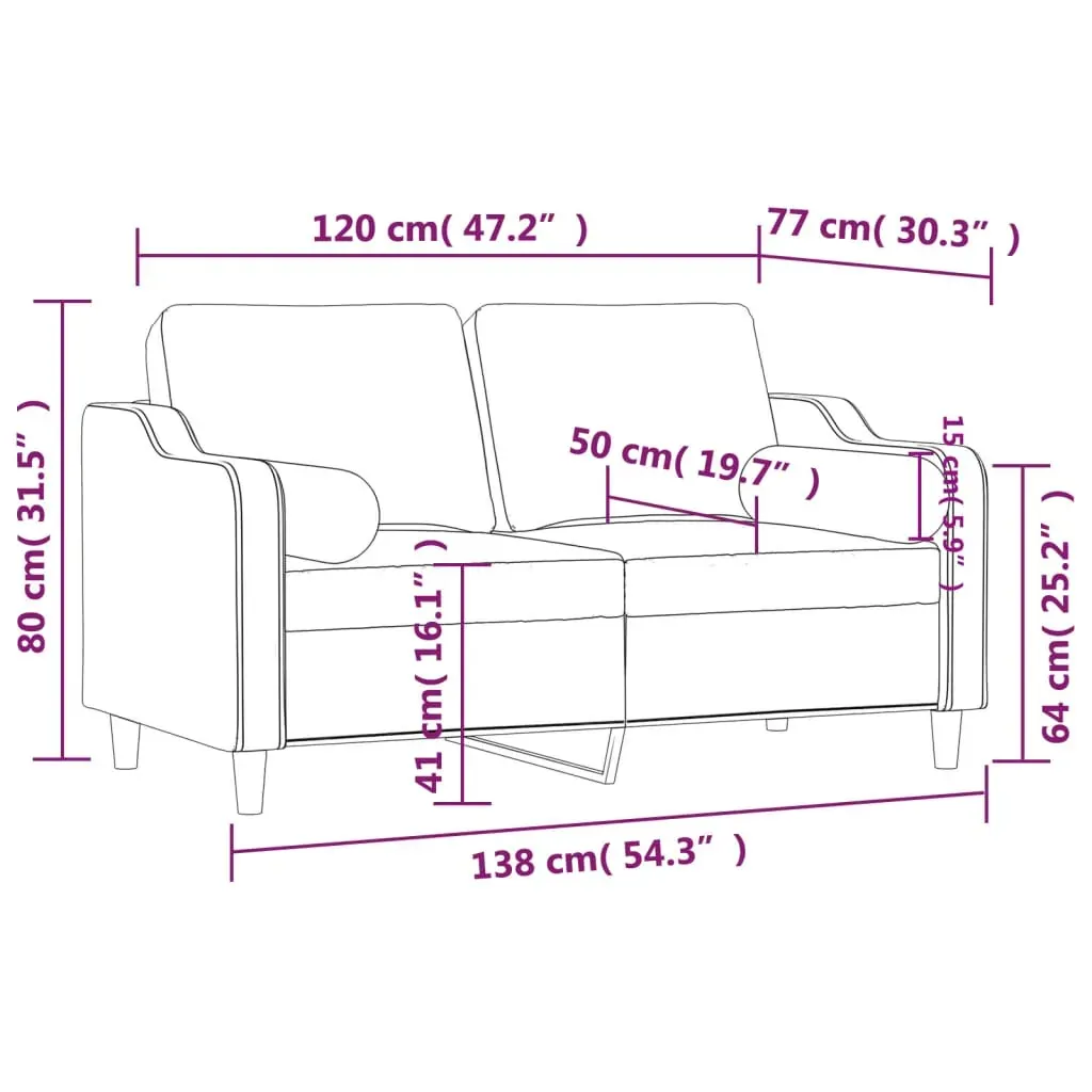 2-Seater Sofa with Throw Pillows Black 120 cm Fabric Price