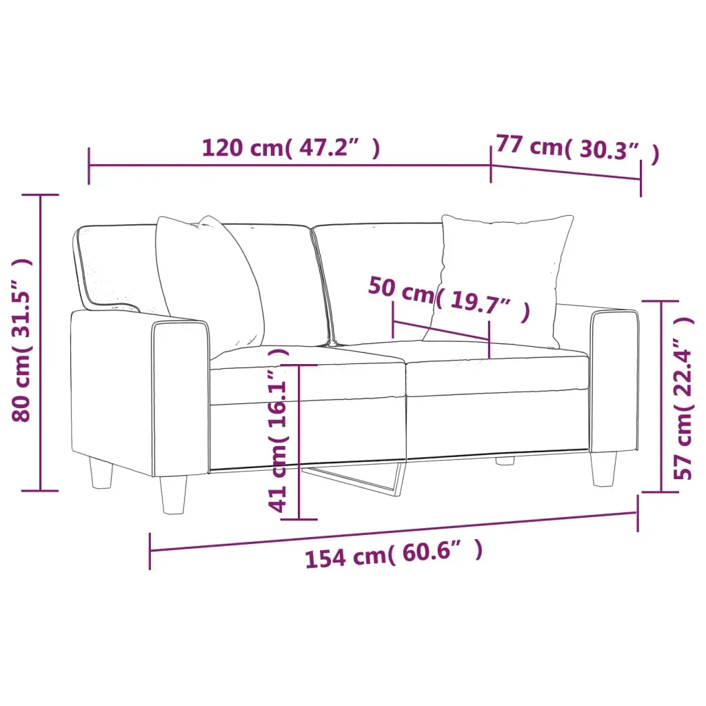 2-Seater Sofa with Throw Pillows Cappuccino 120 cm Faux Leather Price