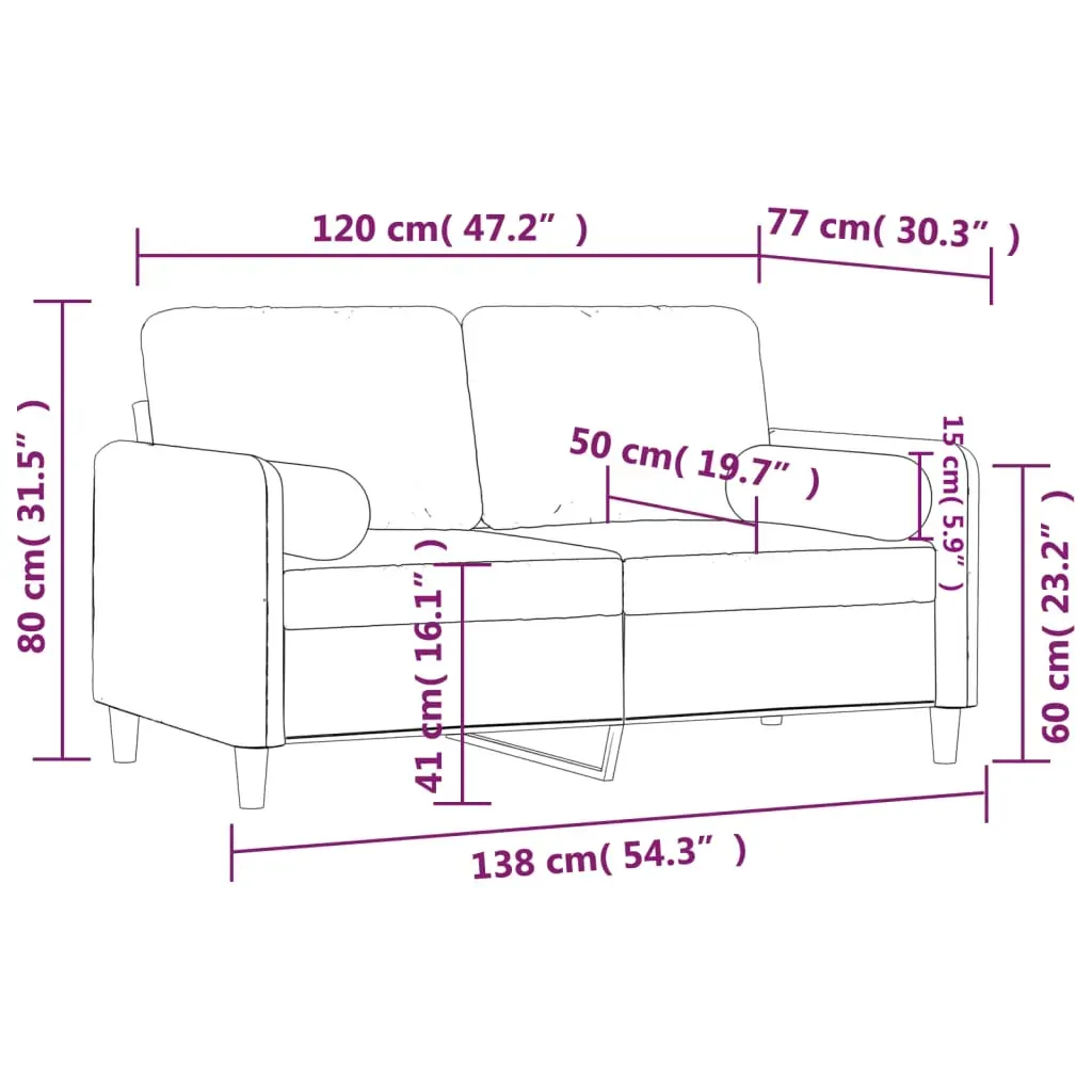 2-Seater Sofa with Throw Pillows Light Grey 120 cm Velvet Price