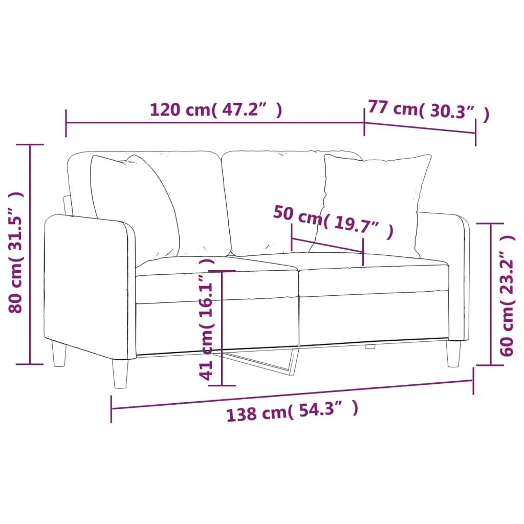 2-Seater Sofa with Throw Pillows Black 120 cm Fabric Price