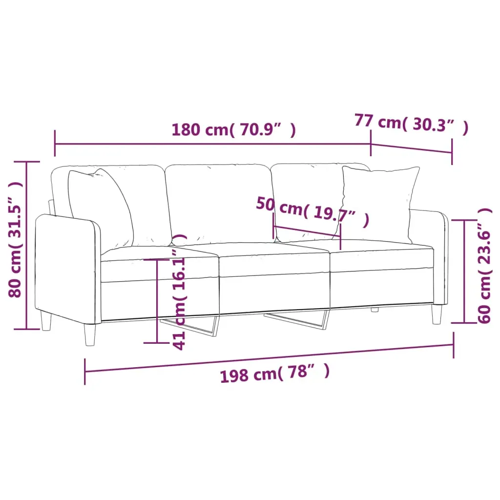 3-Seater Sofa with Throw Pillows Light Grey 180 cm Fabric Price