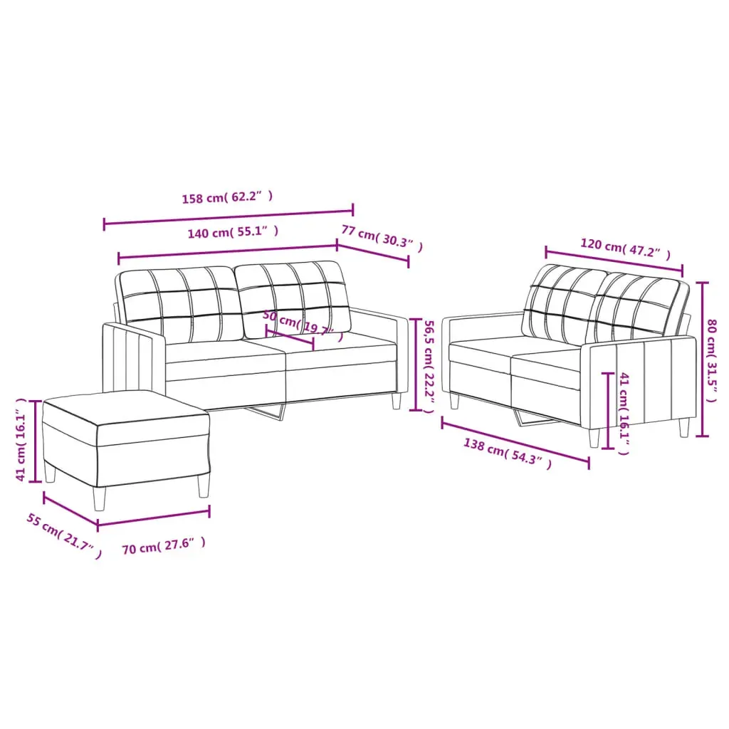 3 Piece Sofa Set with Cushions Dark Grey Fabric Price