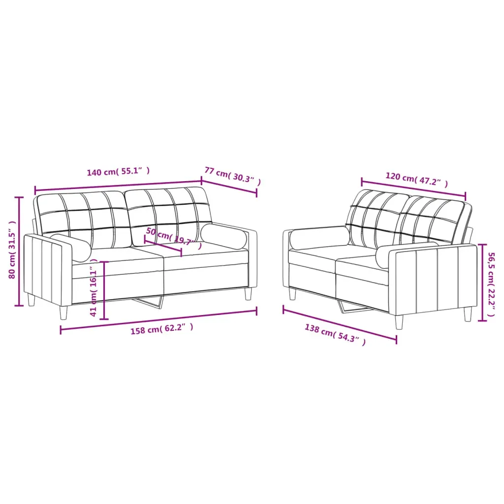 2 Piece Sofa Set with Pillows Light Grey Fabric Price