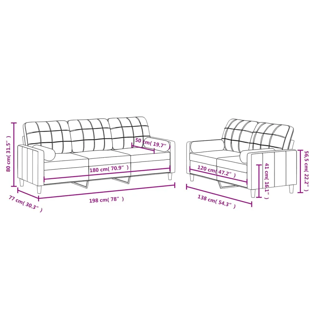 2 Piece Sofa Set with Pillows Light Grey Fabric Price