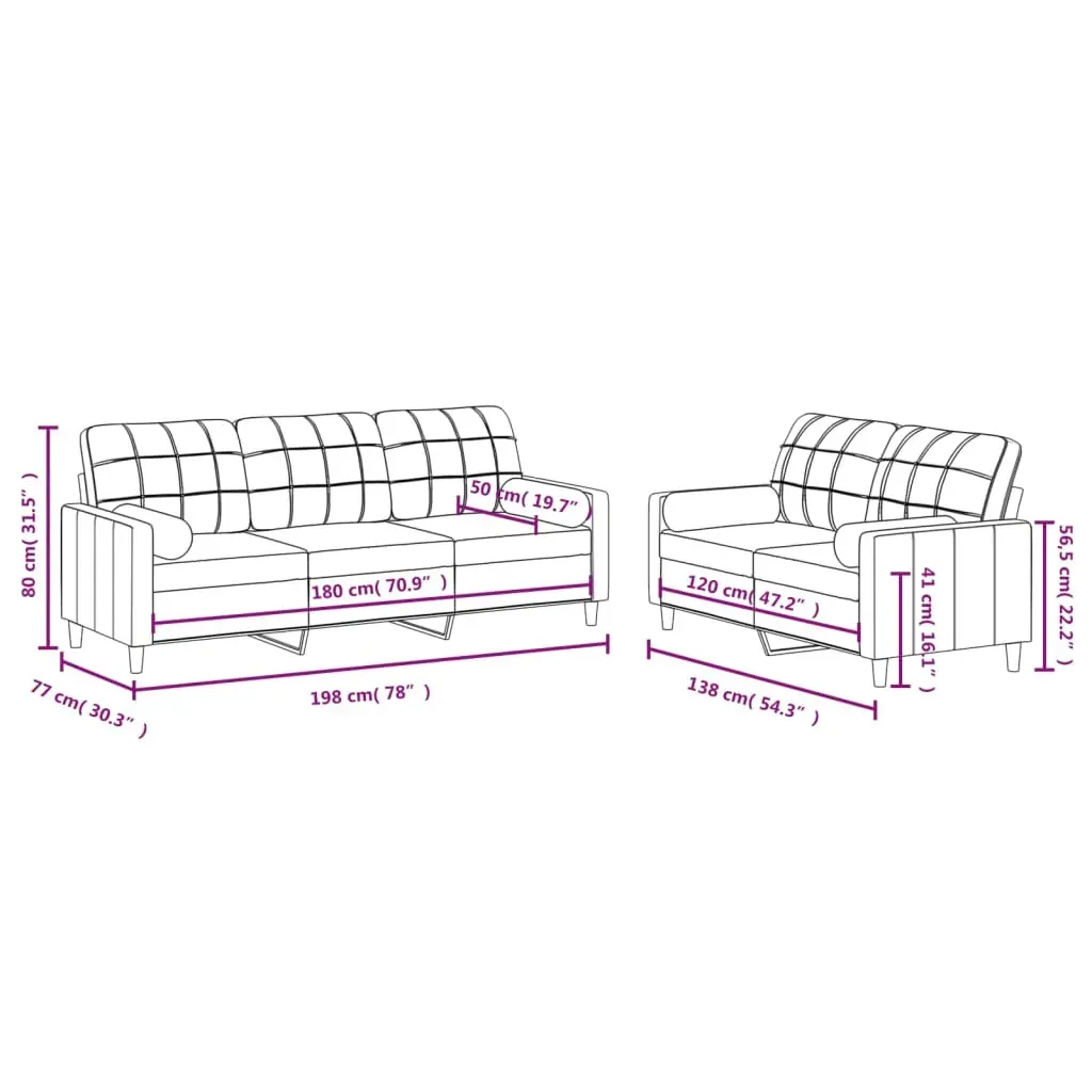 2 Piece Sofa Set with Pillows Dark Grey Fabric Price