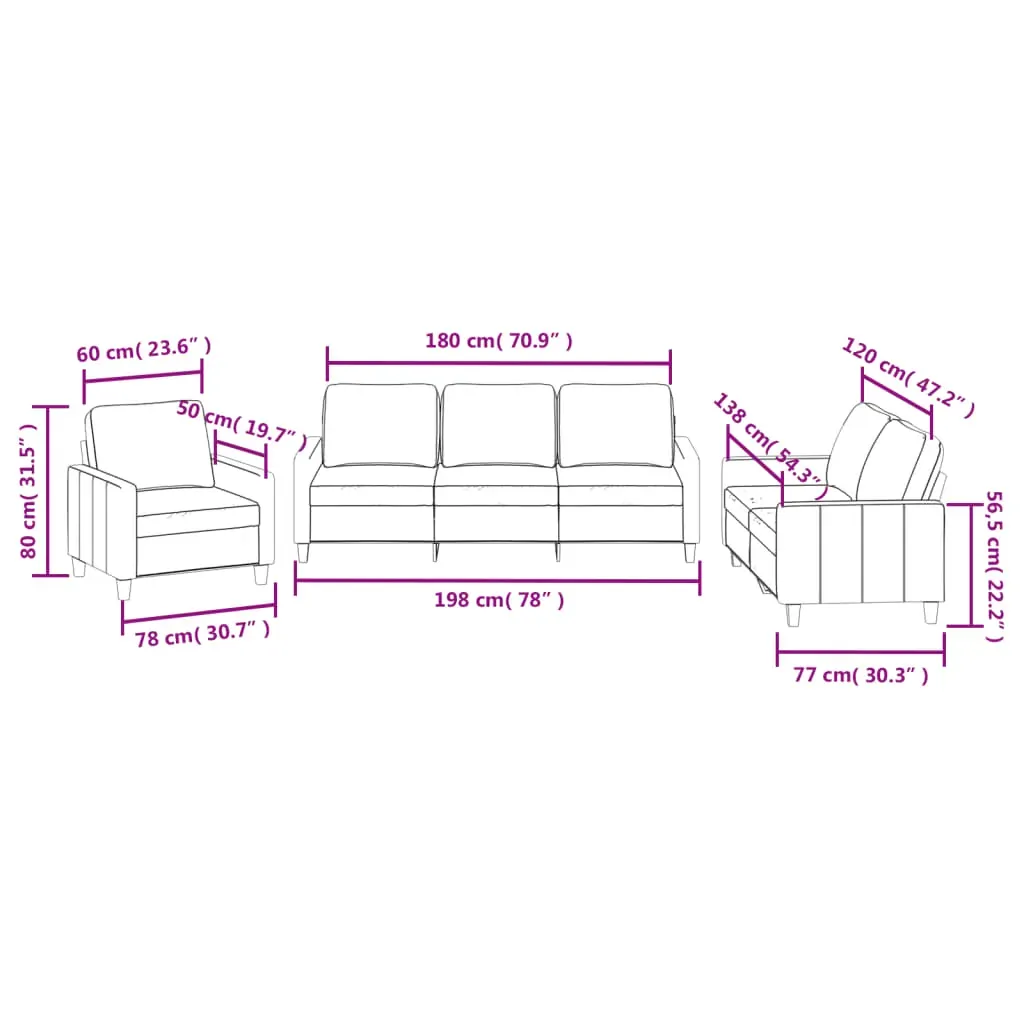 3 Piece Sofa Set with Cushions Black Faux Leather Price