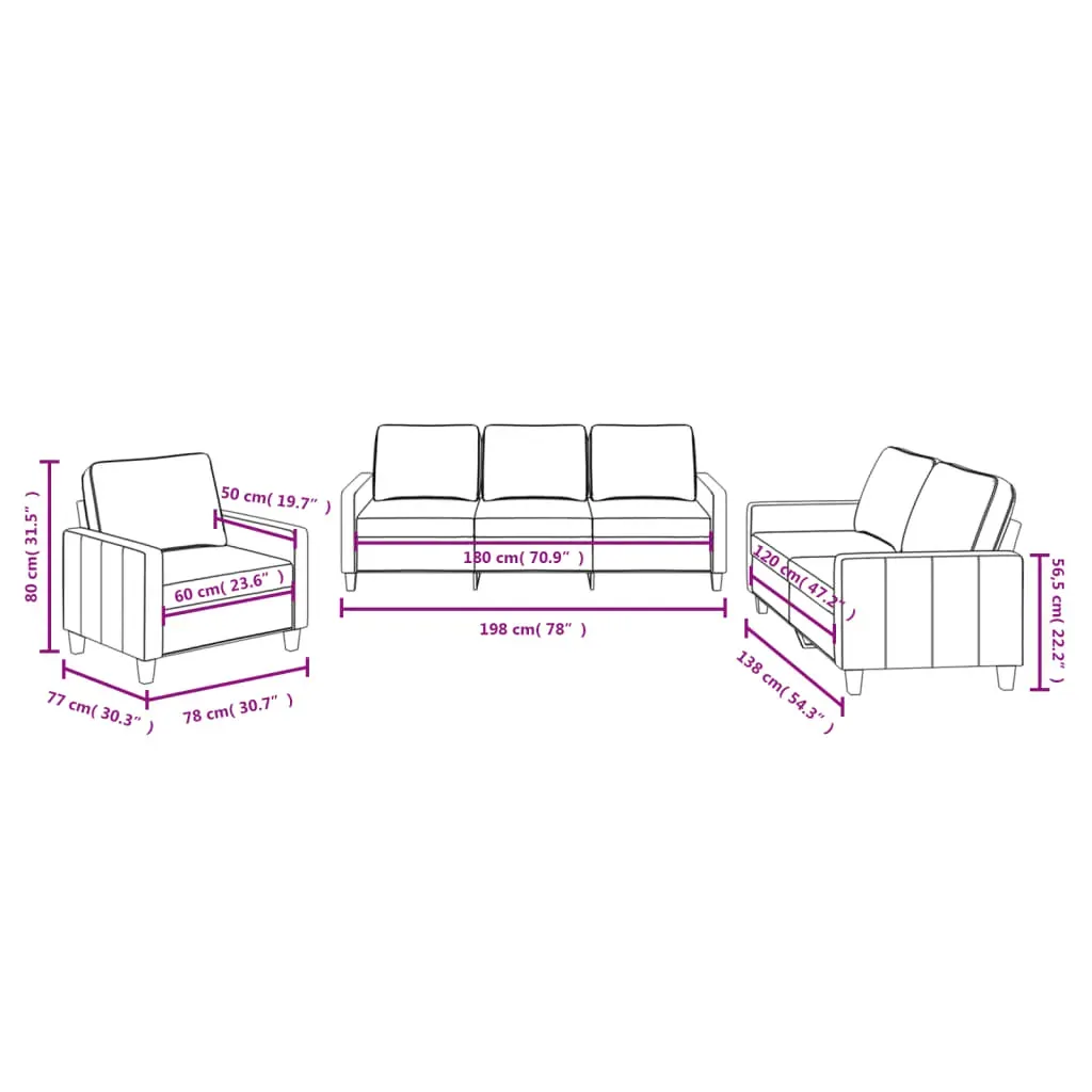 3 Piece Sofa Set with Cushions Light Grey Fabric Price