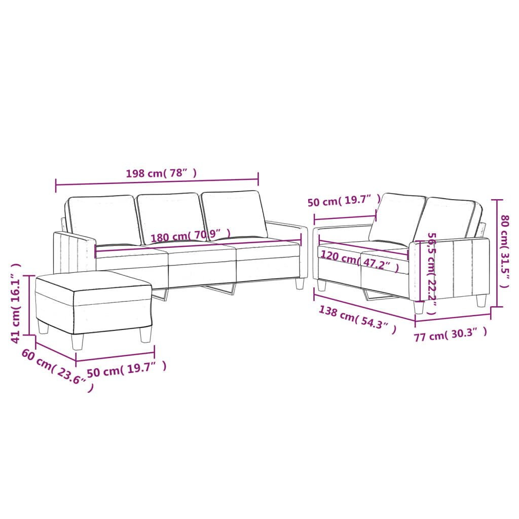 3 Piece Sofa Set with Cushions Dark Grey Velvet Price