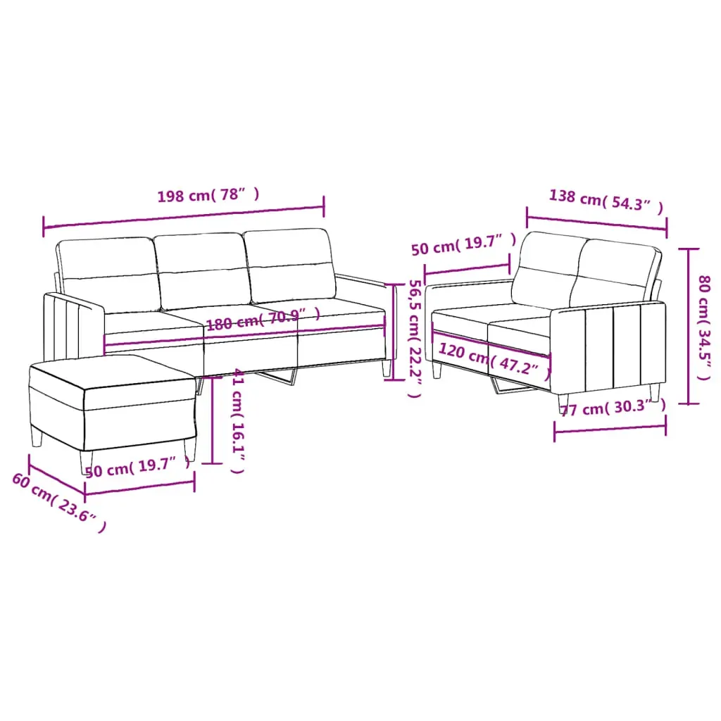 3 Piece Sofa Set with Cushions Light Grey Fabric Price