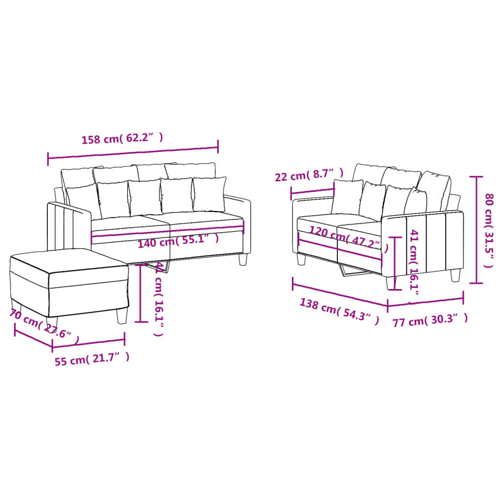 3 Piece Sofa Set with Cushions Light Grey Fabric Price