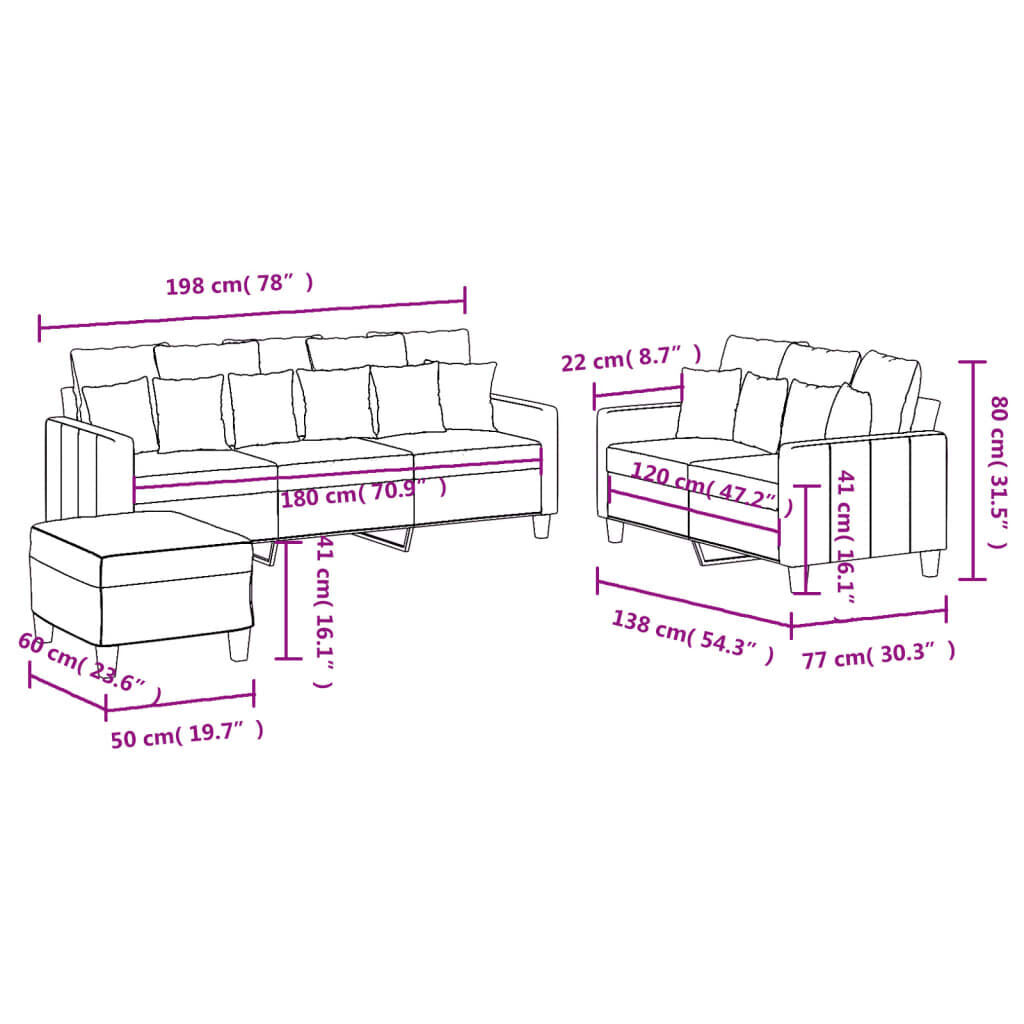 3 Piece Sofa Set with Cushions Light Grey Fabric Price