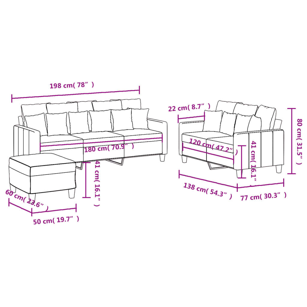 3 Piece Sofa Set with Cushions Black Fabric Price