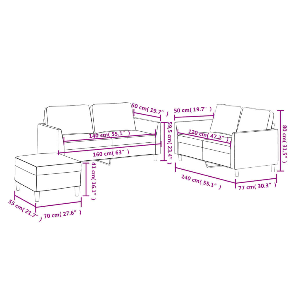 3 Piece Sofa Set with Cushions Black Faux Leather Price