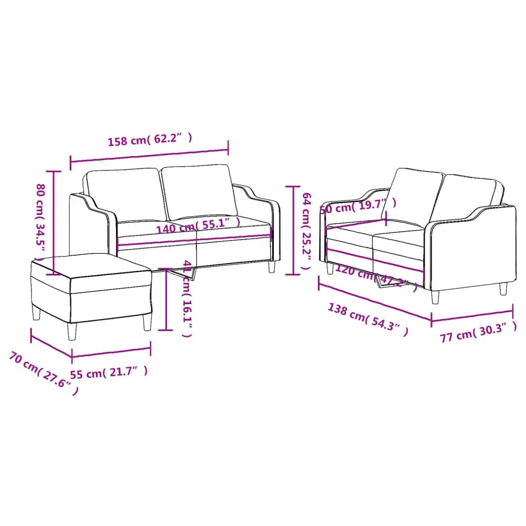 3 Piece Sofa Set with Cushions Dark Grey Fabric Price