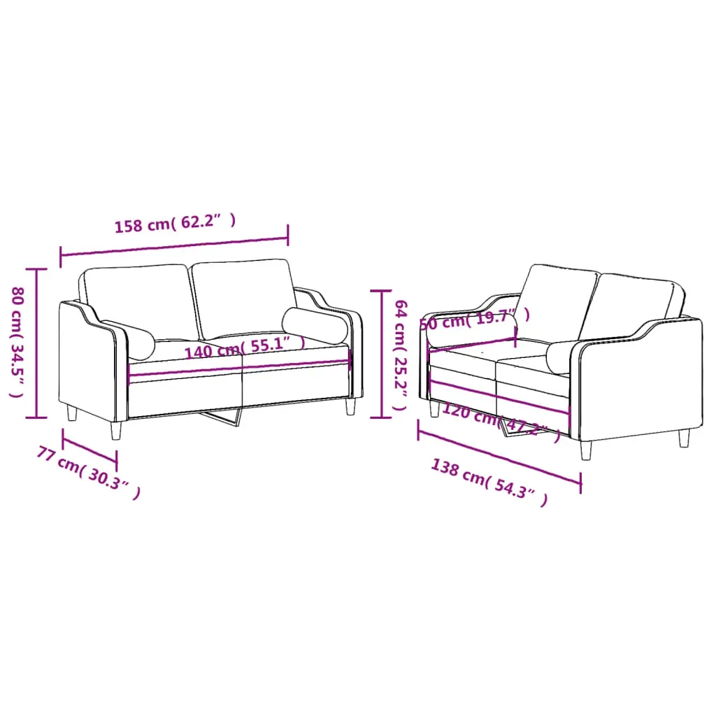 2 Piece Sofa Set with Pillows Dark Grey Fabric Price