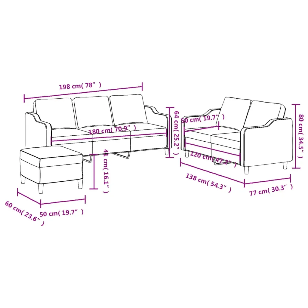 3 Piece Sofa Set with Cushions Dark Grey Fabric Price