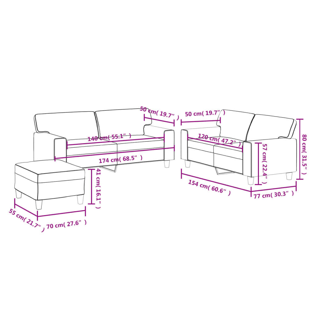 3 Piece Sofa Set Cappuccino Faux Leather Price