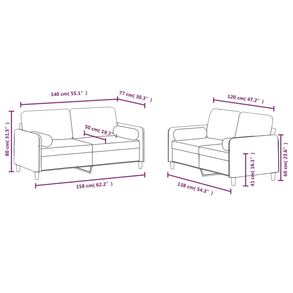 2 Piece Sofa Set with Pillows Black Velvet Price