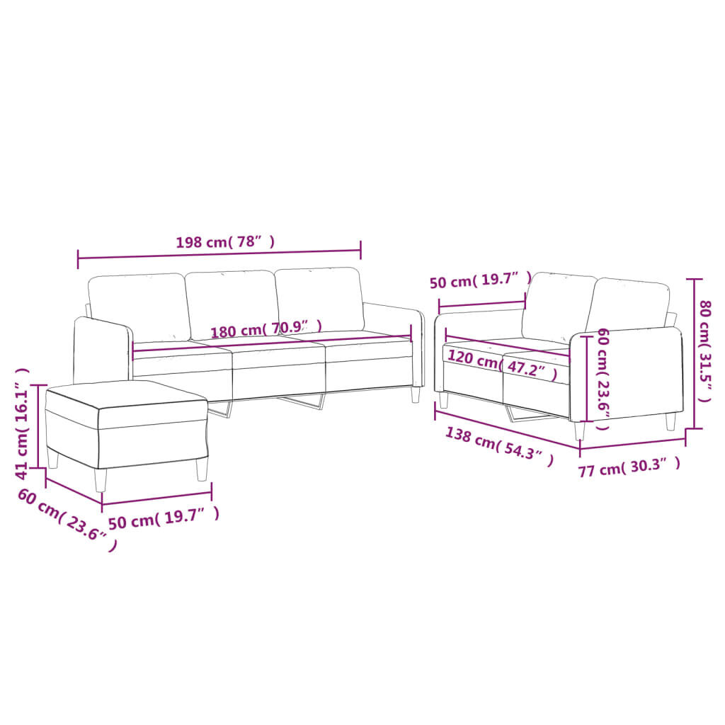 3 Piece Sofa Set with Cushions Dark Grey Fabric Price