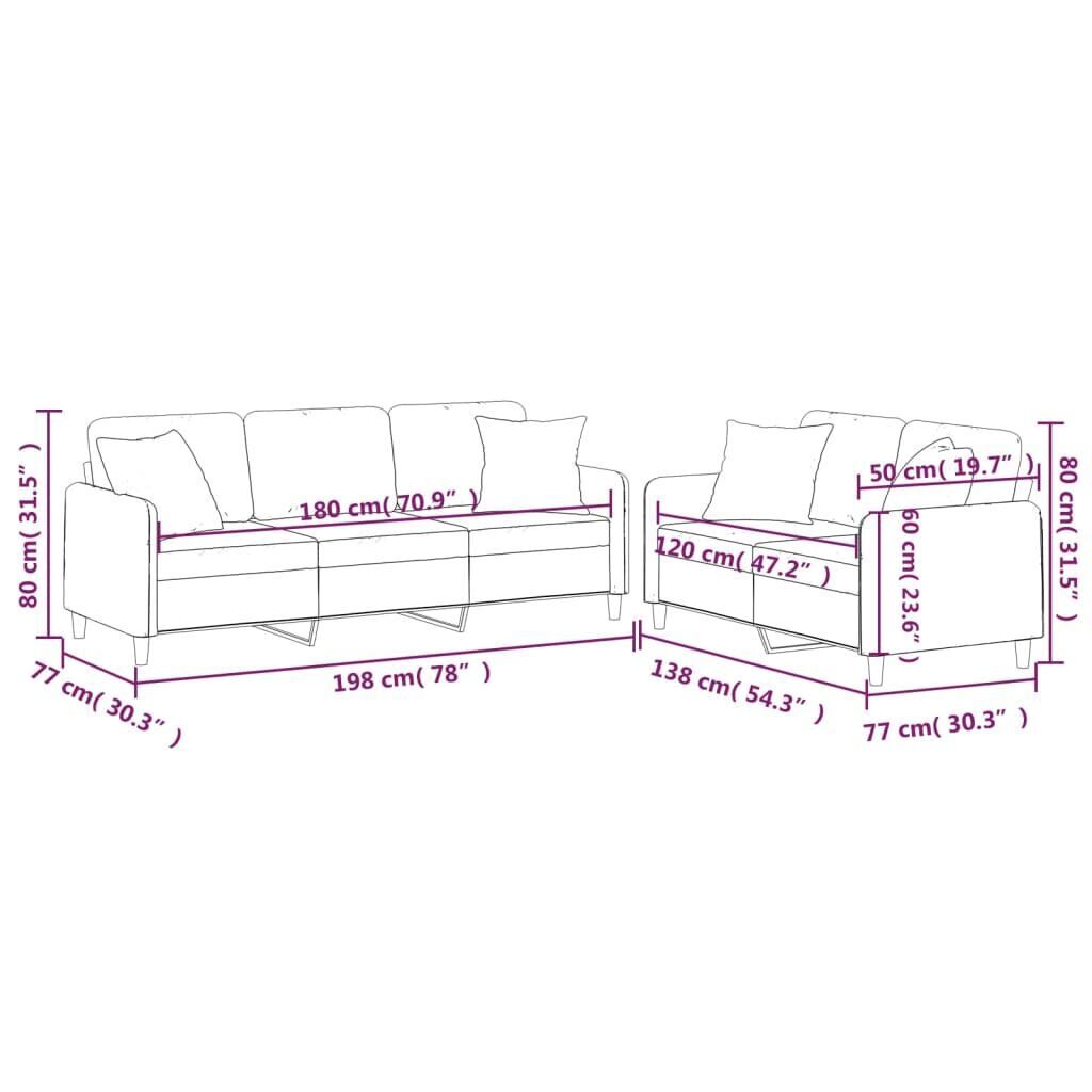 2 Piece Sofa Set with Pillows Black Fabric Price