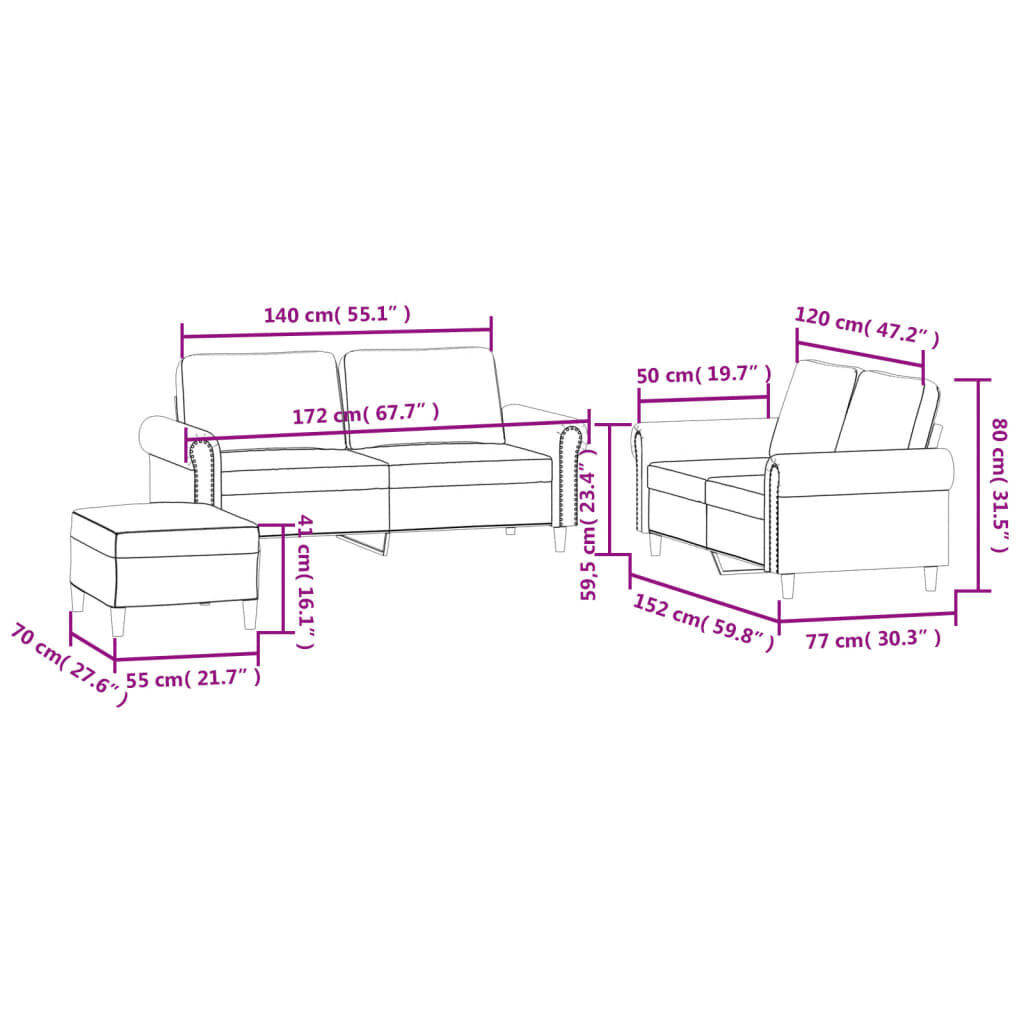 3 Piece Sofa Set with Cushions Black Velvet Price