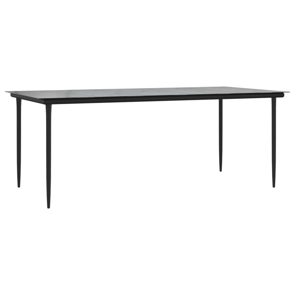 9 Piece Garden Dining Set Black Poly Rattan and Steel Price