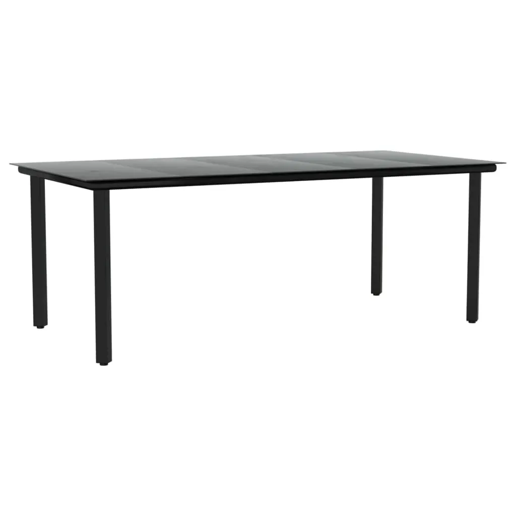 9 Piece Garden Dining Set Black Poly Rattan and Steel Price
