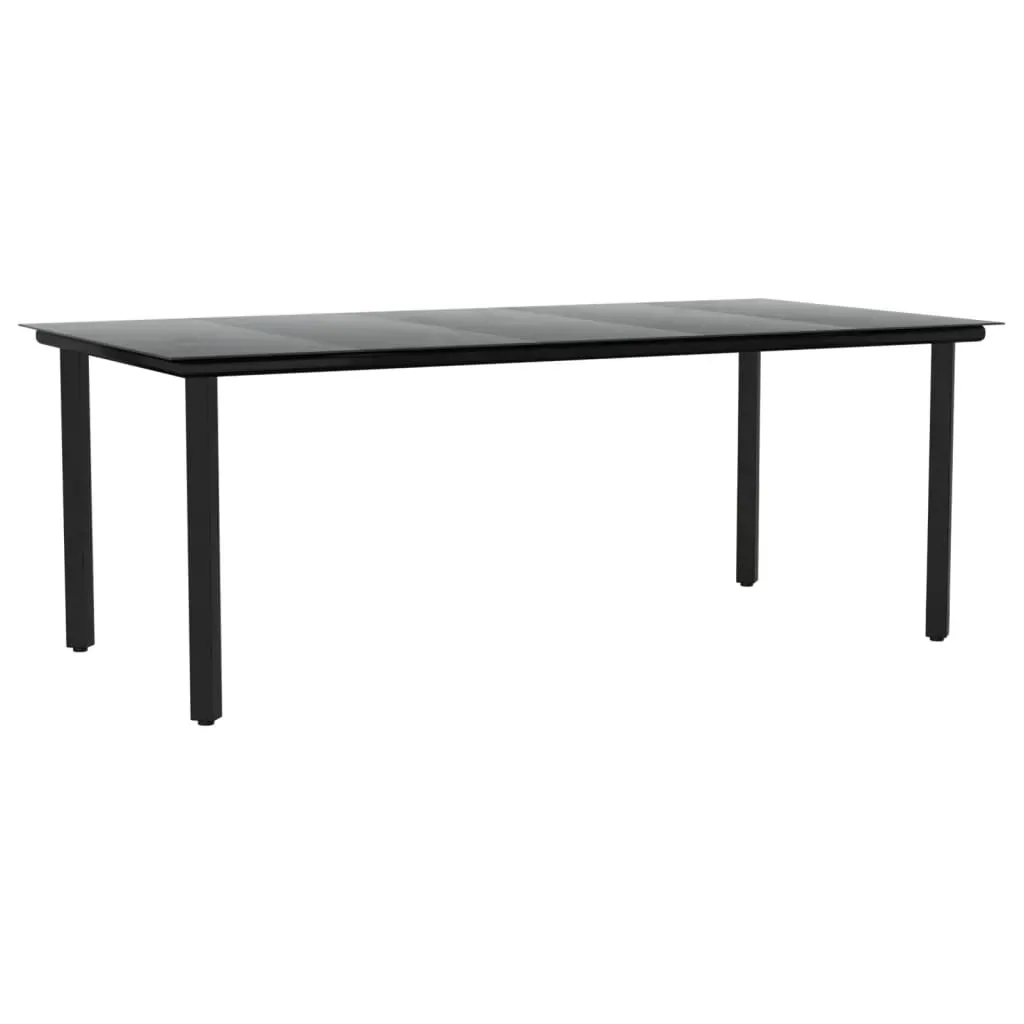 9 Piece Garden Dining Set Black Poly Rattan and Steel Price
