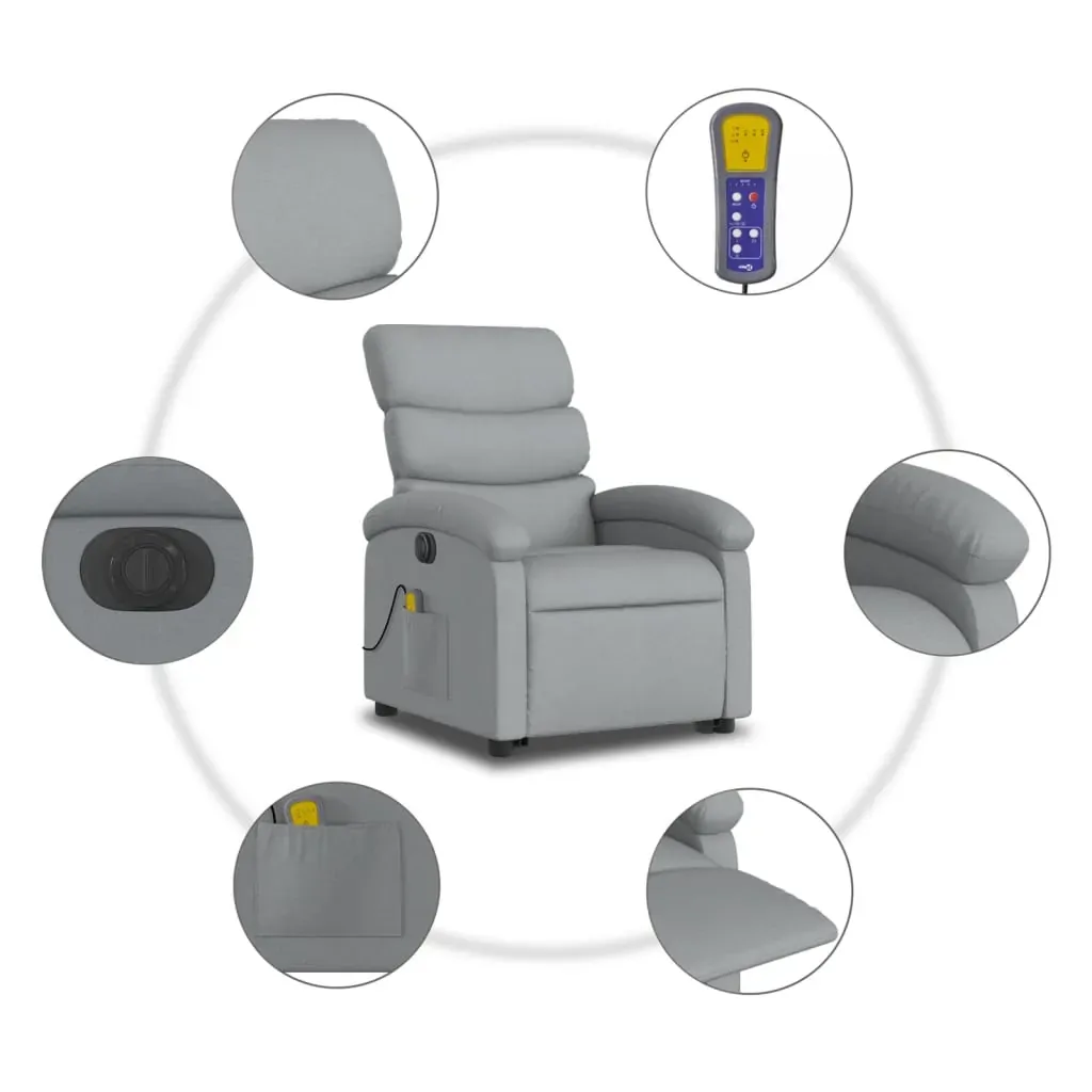 Electric Stand up Massage Recliner Chair Light Grey Fabric Price