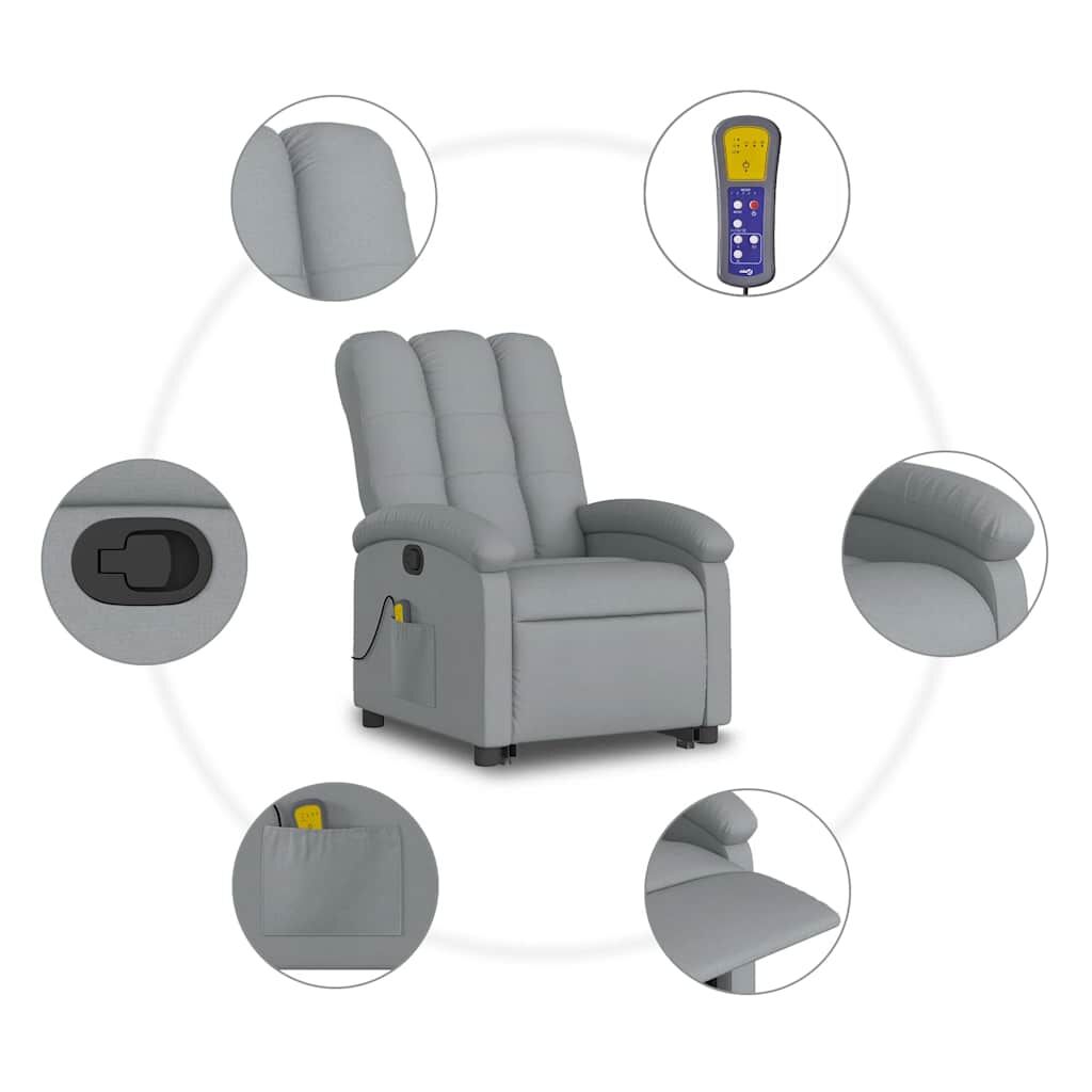 Stand up Massage Recliner Chair Light Grey Fabric Price