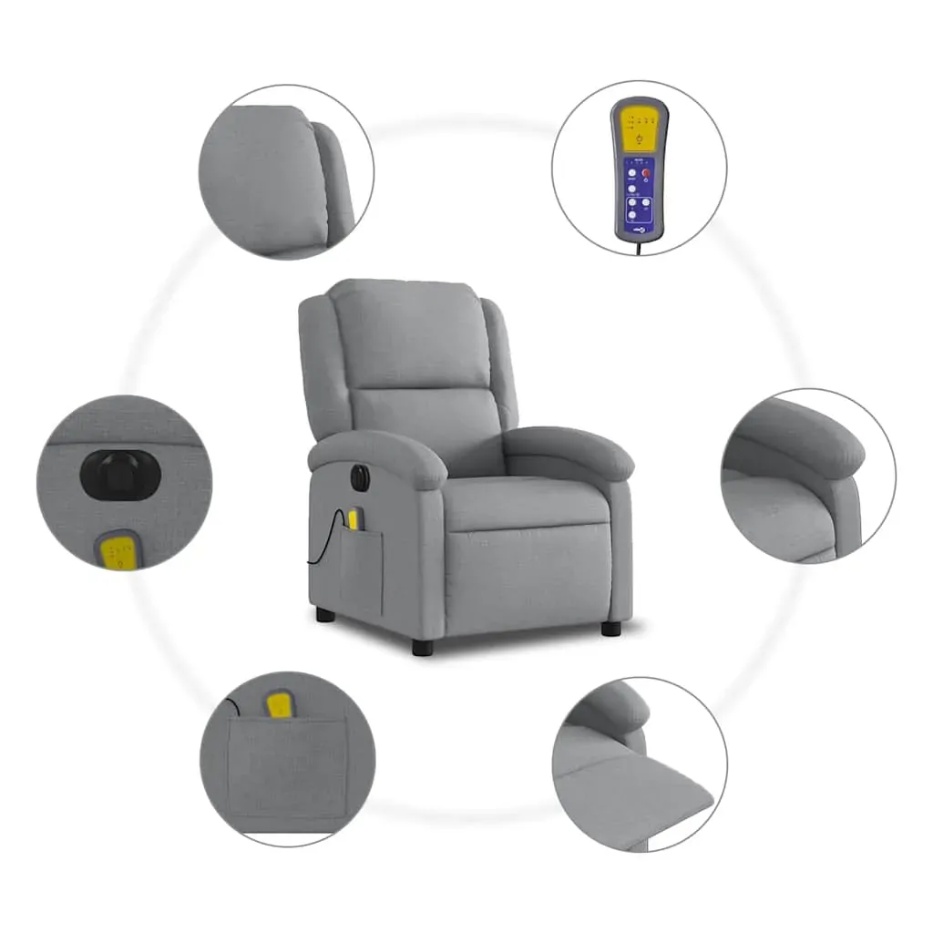 Electric Massage Recliner Chair Light Grey Fabric Price