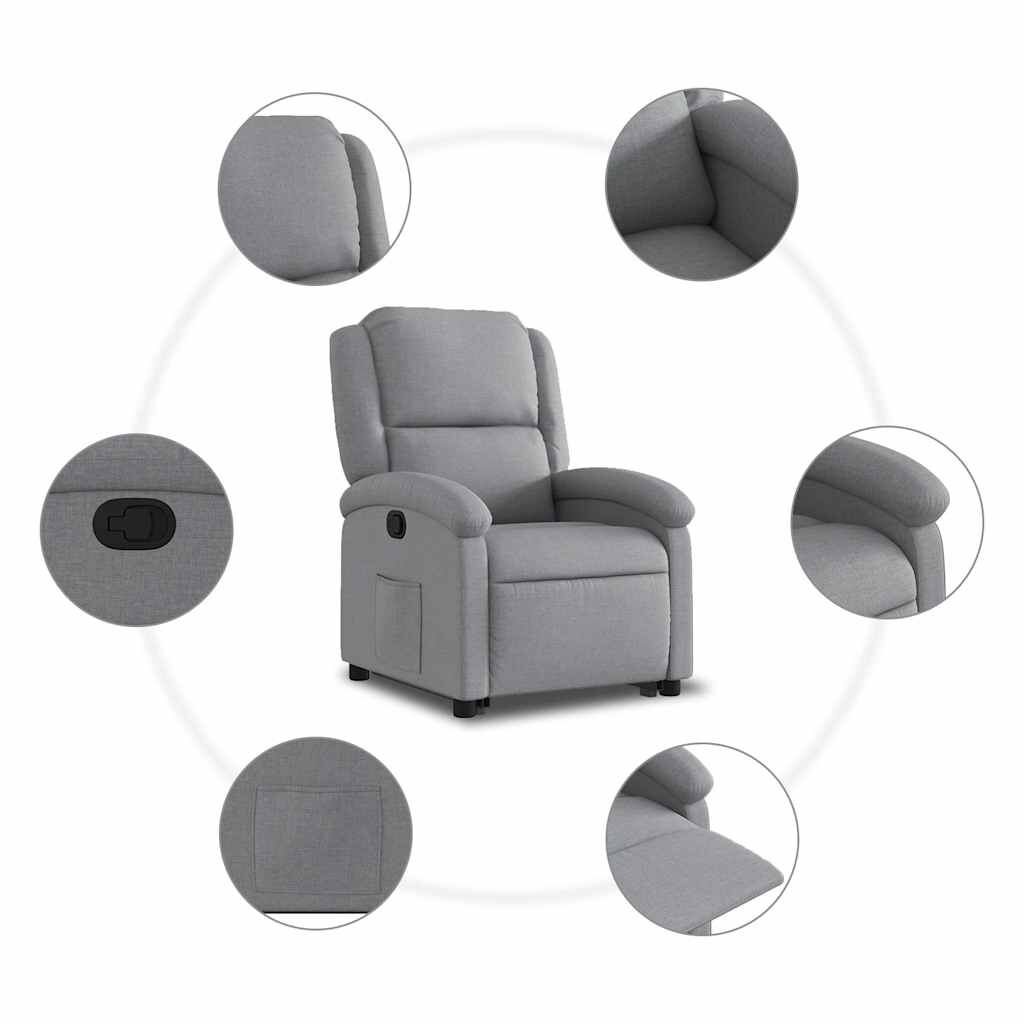 Stand up Recliner Chair Light Grey Fabric Price