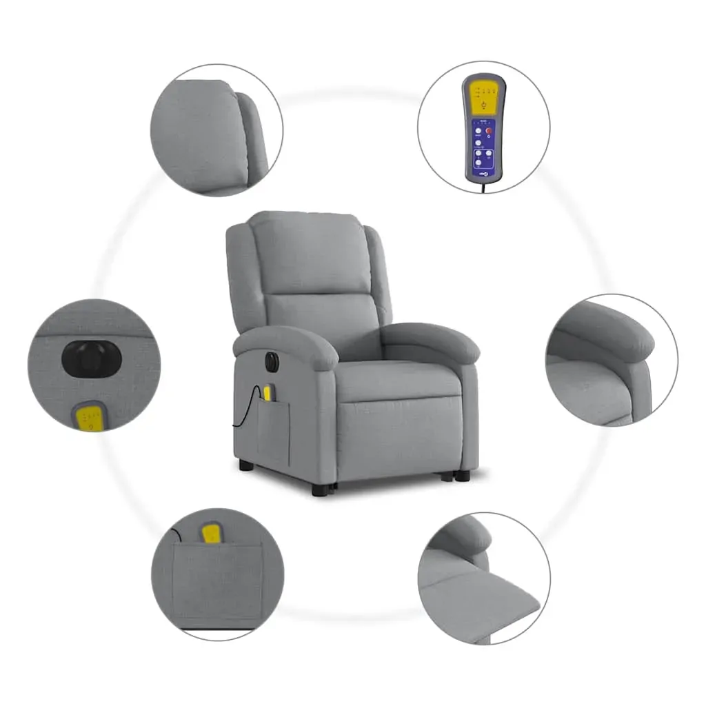 Electric Stand up Massage Recliner Chair Light Grey Fabric Price