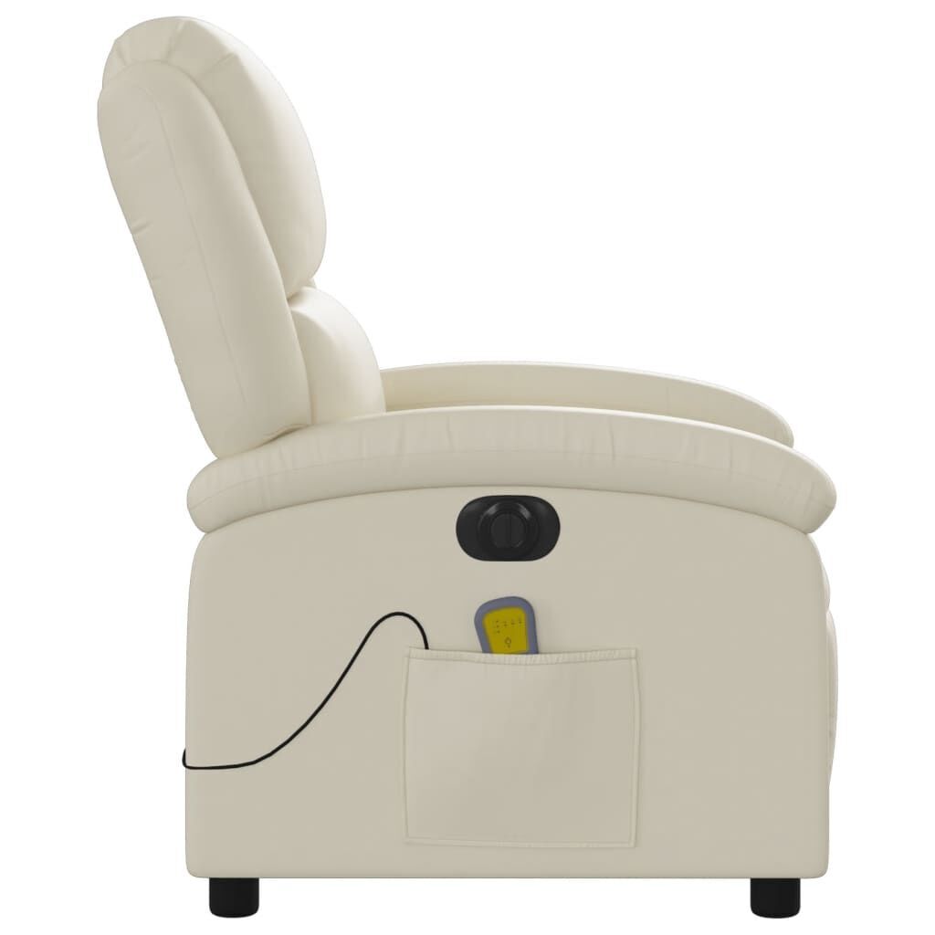 Electric Massage Recliner Chair Cream Faux Leather Price