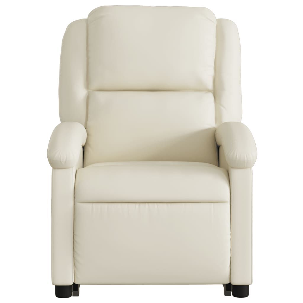 Stand up Massage Recliner Chair Cream Faux Leather Price