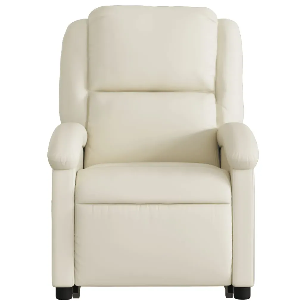 Electric Stand up Massage Recliner Chair Cream Faux Leather Price