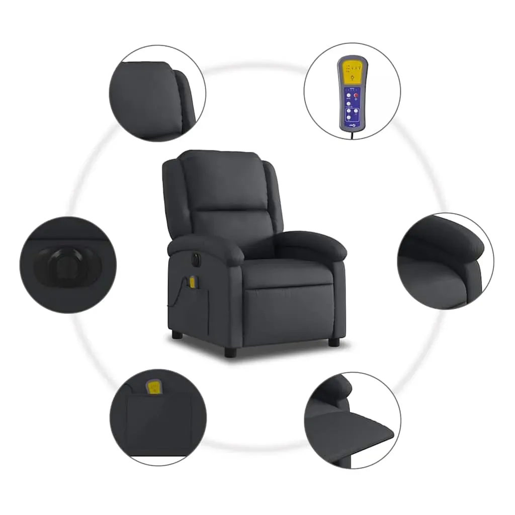 Electric Massage Recliner Chair Black Real Leather Price