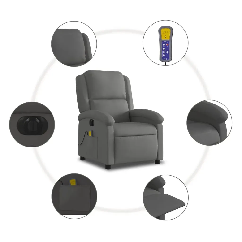 Electric Massage Recliner Chair Grey Real Leather Price