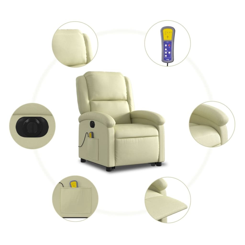 Electric Stand up Massage Recliner Chair Cream Real Leather Price
