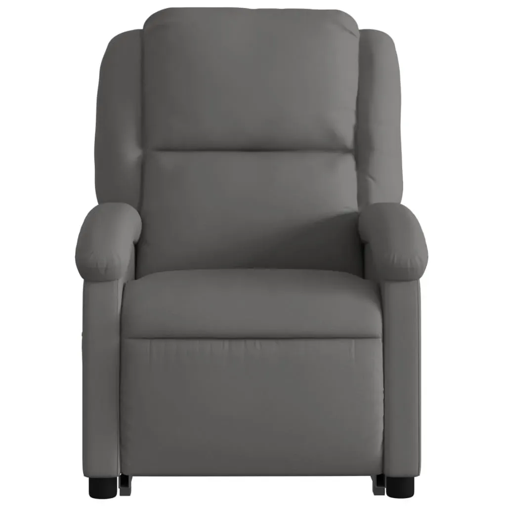 Electric Stand up Massage Recliner Chair Grey Real Leather Price