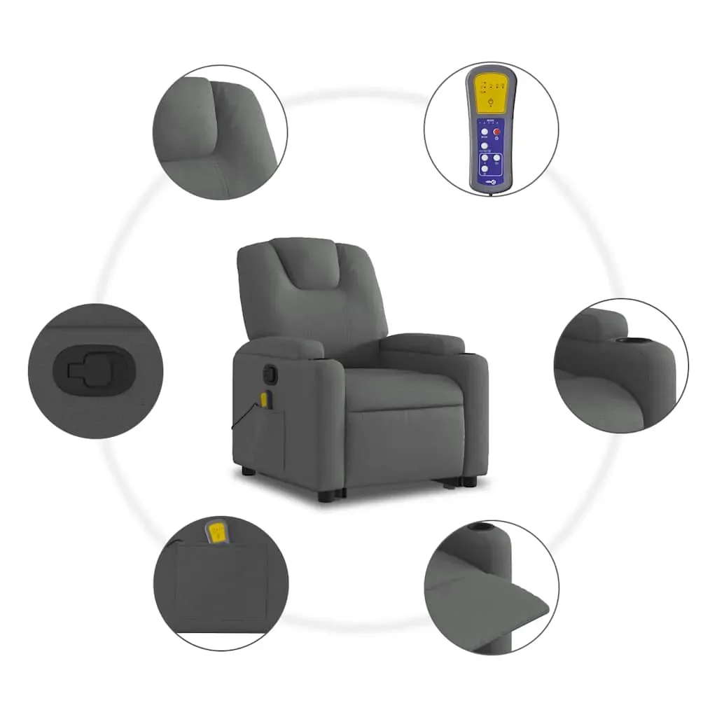 Stand up Massage Recliner Chair Dark Grey Fabric Price