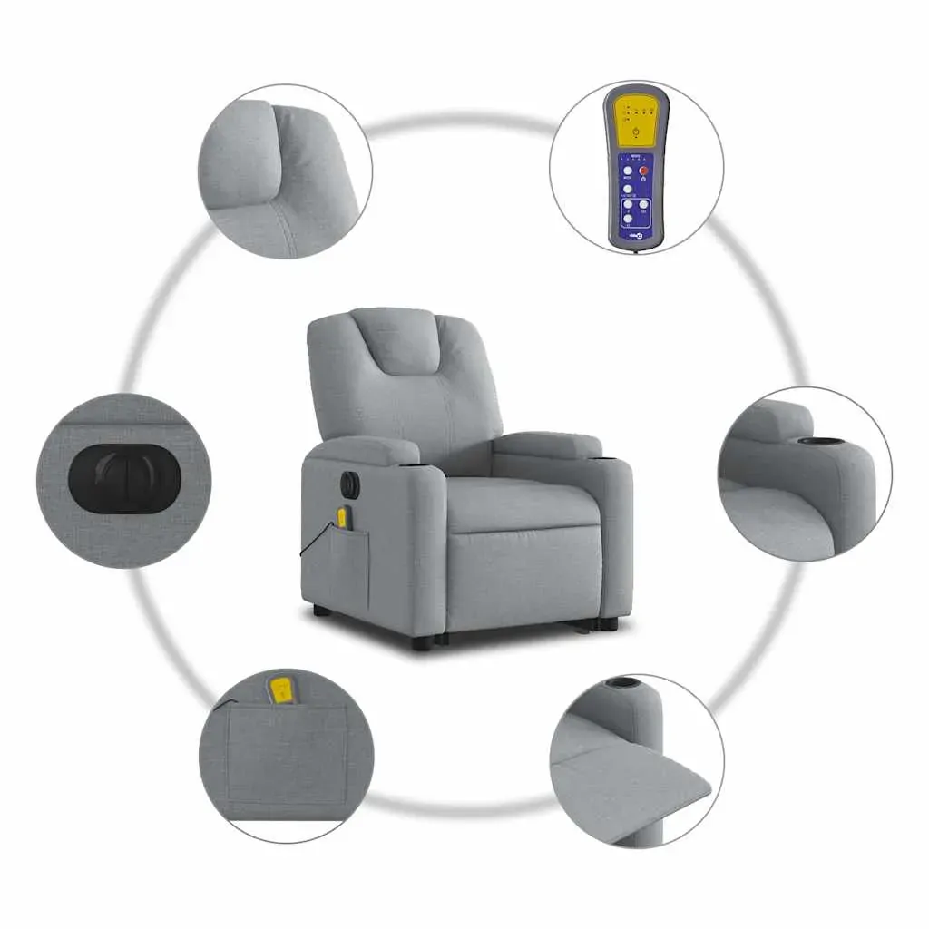 Electric Stand up Massage Recliner Chair Light Grey Fabric Price