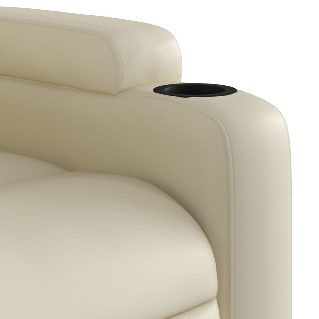 Massage Recliner Chair Cream Faux Leather Price