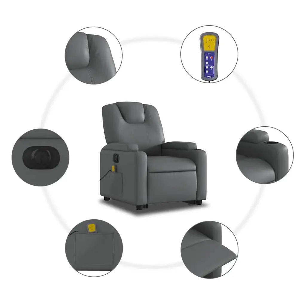 Electric Stand up Massage Recliner Chair Grey Faux Leather Price