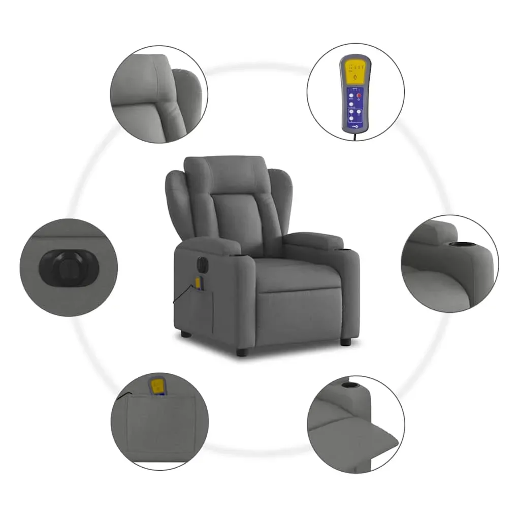Electric Massage Recliner Chair Dark Grey Fabric Price
