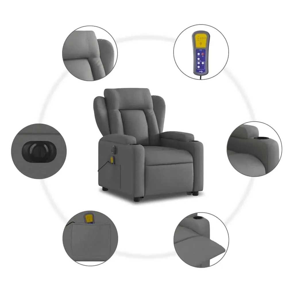 Electric Stand up Massage Recliner Chair Dark Grey Fabric Price